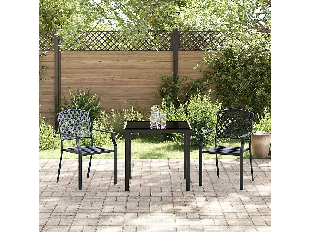 Conjunto de comedor de jardín de 3 piezas en acero antracita