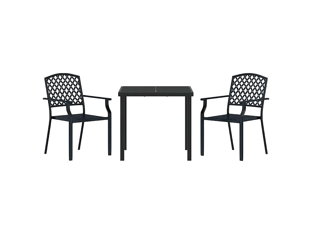 Conjunto de comedor de jardín de 3 piezas en acero antracita
