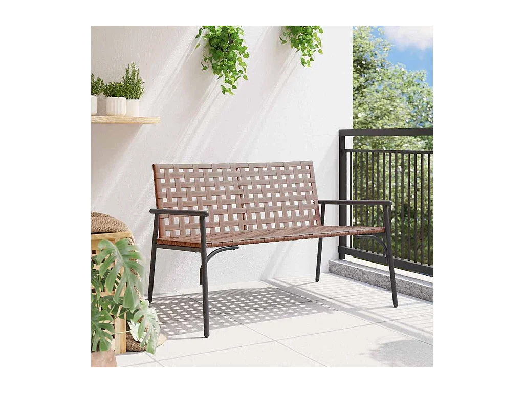 Zwarte tuinbank 113x79x75 cm van polyrotan