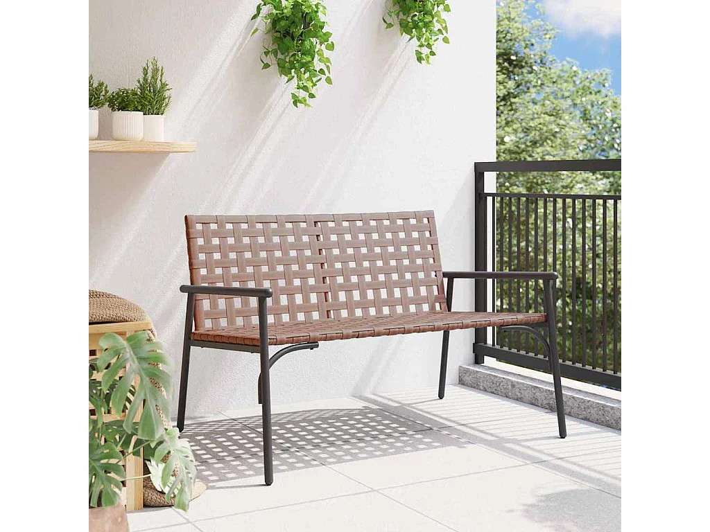 Schwarze Gartenbank 113x79x75 cm aus Polyrattan