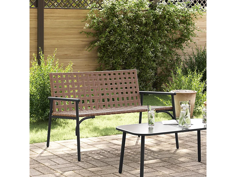 Banc de jardin Noir 113x79x75 cm en poly rattan