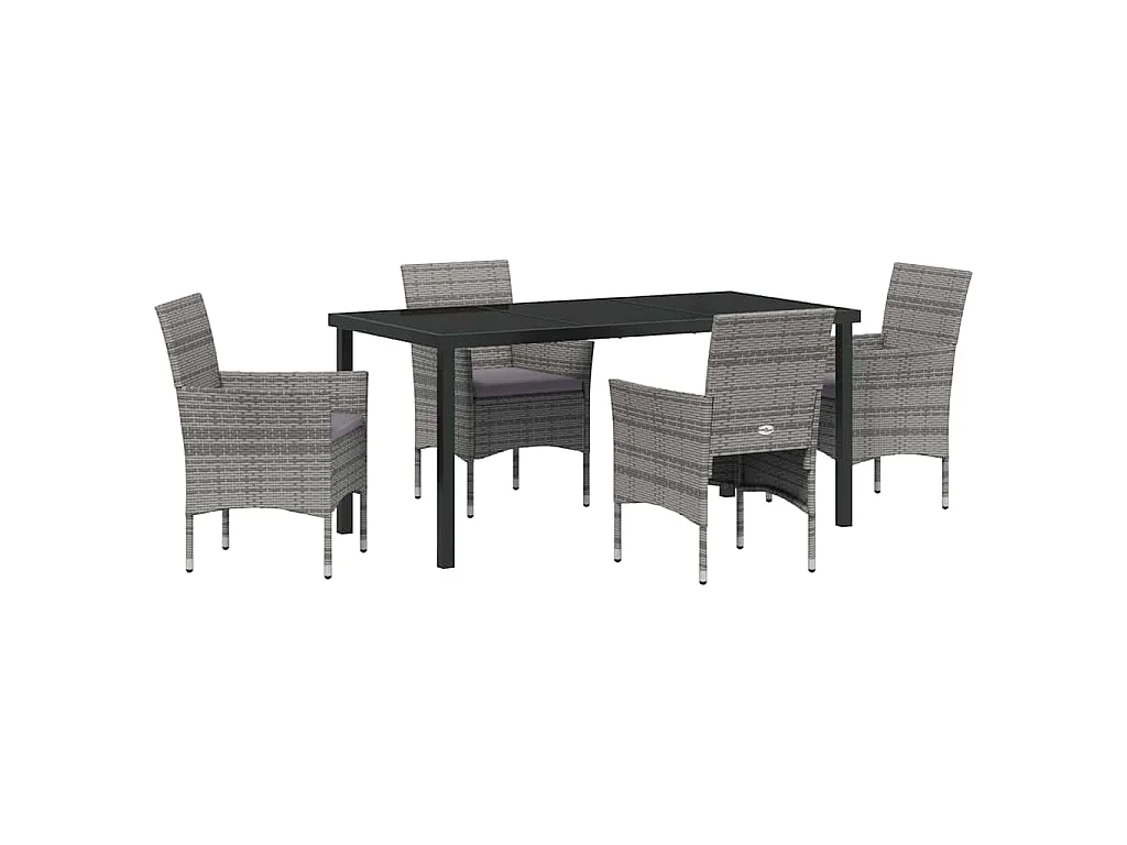 Ensemble de Salle à Manger de Jardin 5 Pièces Gris en Rattan Synthétique