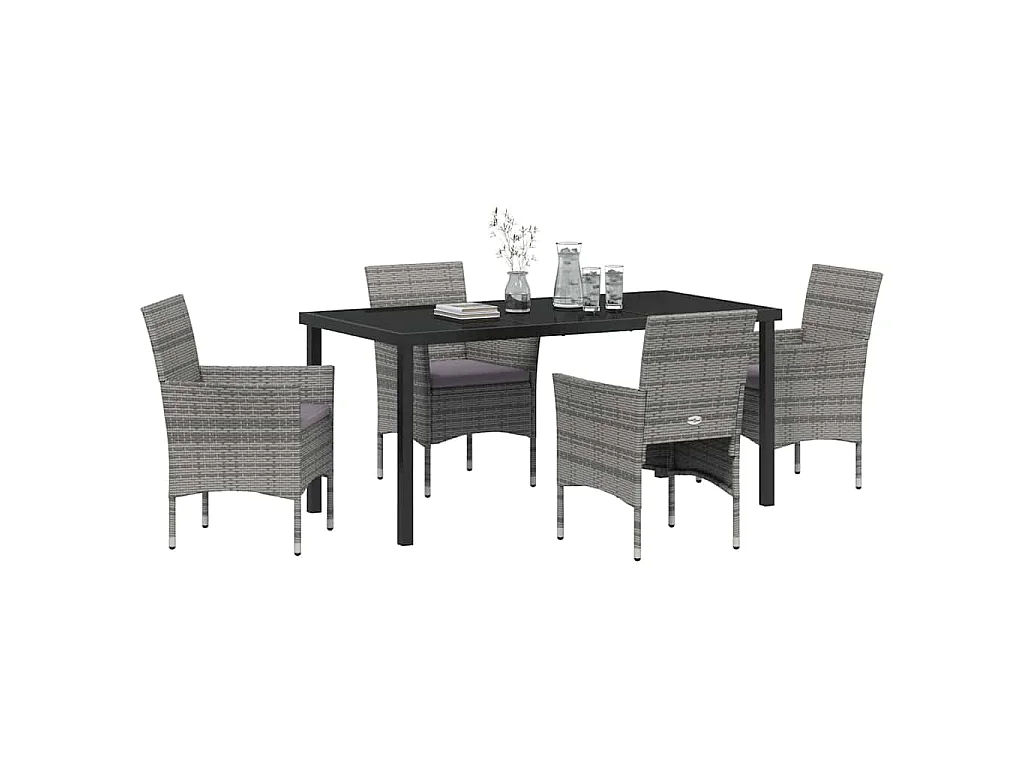 Ensemble de Salle à Manger de Jardin 5 Pièces Gris en Rattan Synthétique