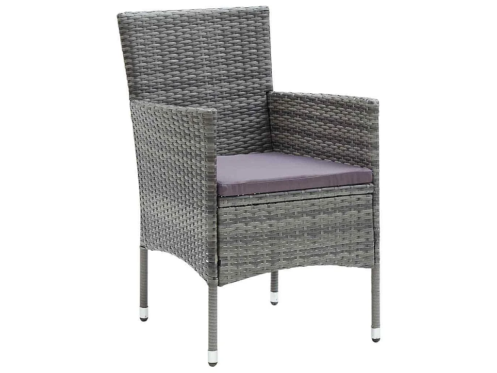 Ensemble de Salle à Manger de Jardin 5 Pièces Gris en Rattan Synthétique