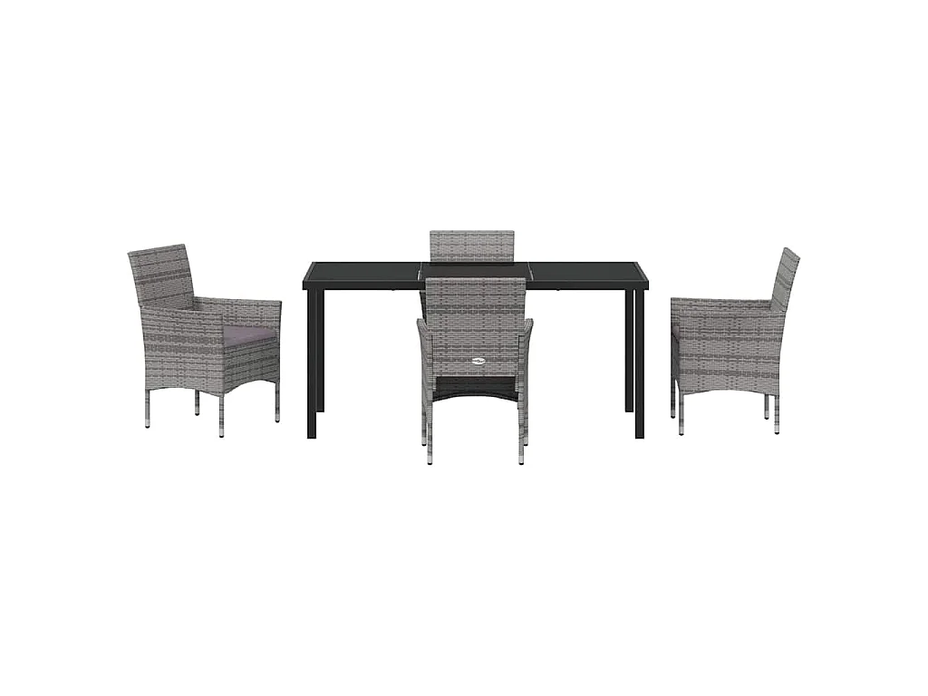 Ensemble de Salle à Manger de Jardin 5 Pièces Gris en Rattan Synthétique