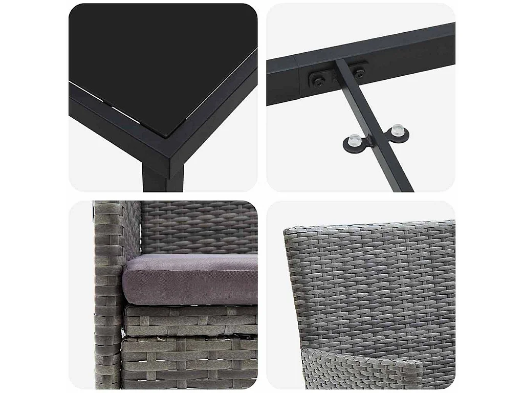 Ensemble de Salle à Manger de Jardin 5 Pièces Gris en Rattan Synthétique