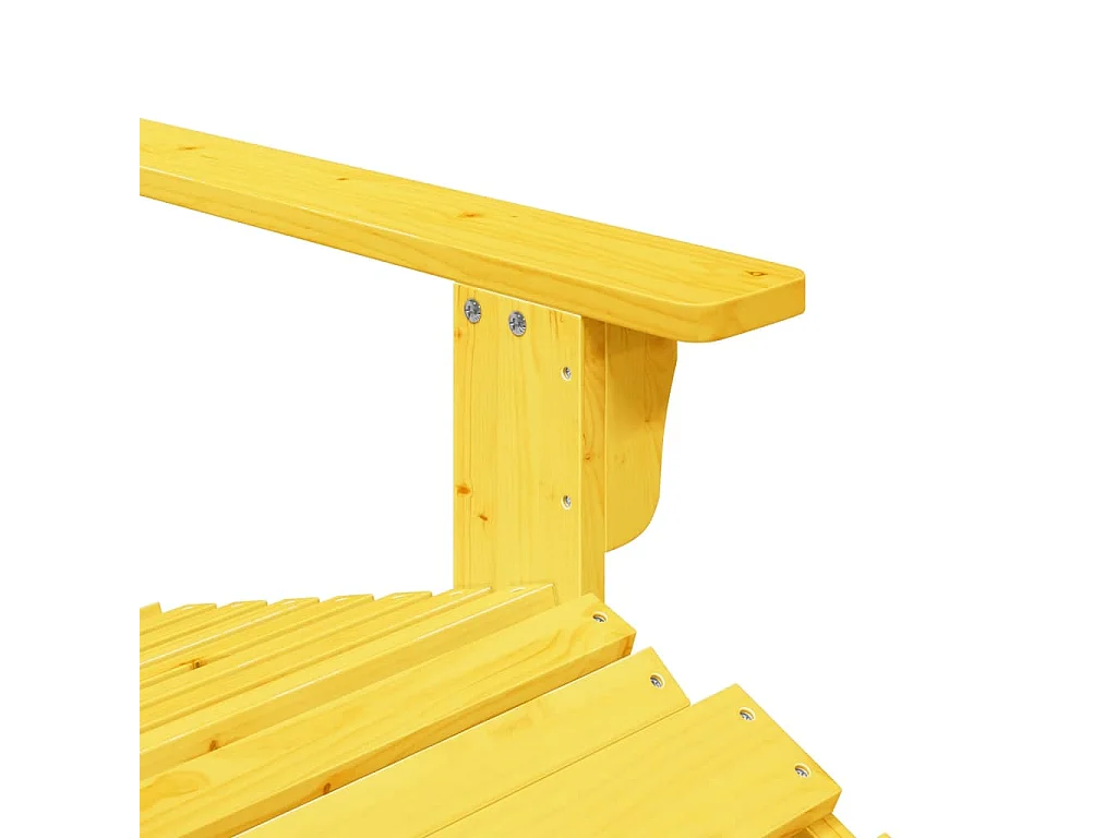 Sedia Adirondack con pouf giallo, legno massello di abete