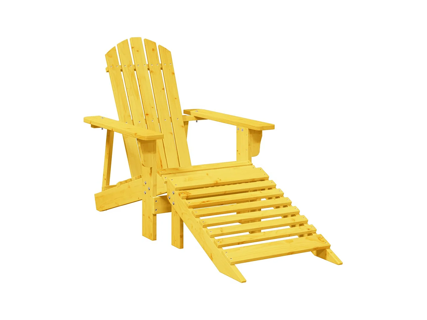 Chaise Adirondack avec pouf jaune bois massif de sapin