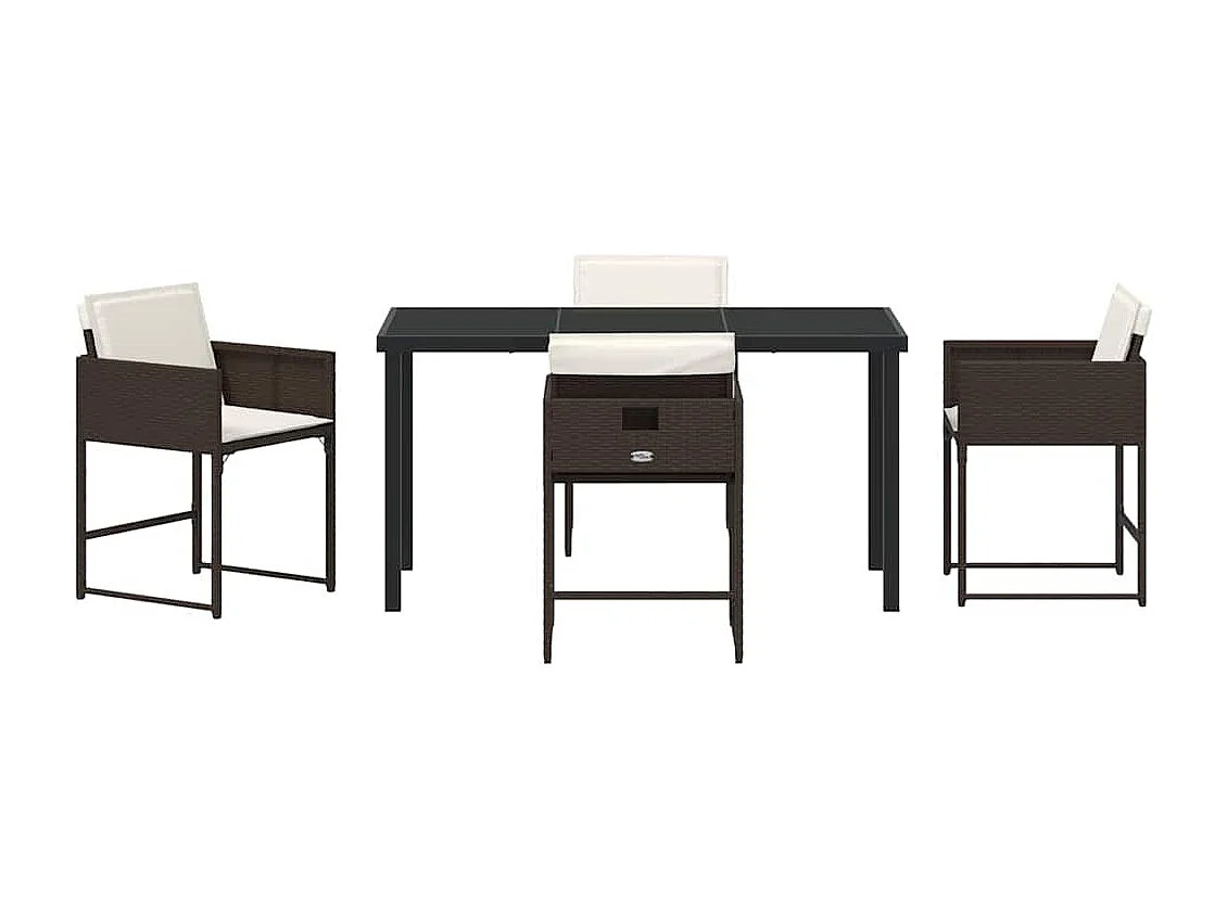 5-delige tuinset met bruine polyrotan kussens
