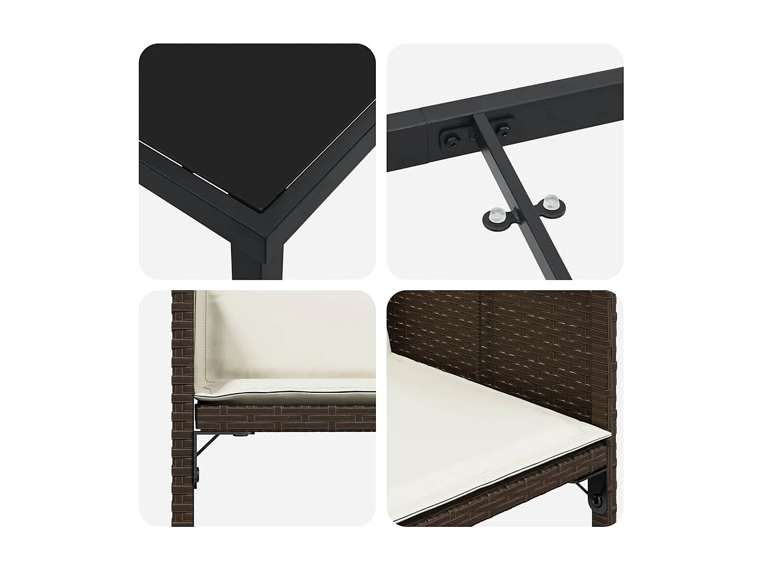 5-delige tuinset met bruine polyrotan kussens