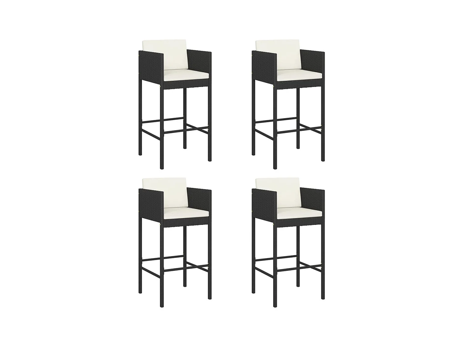 Set van 4 barkrukken met zwarte rieten kussens