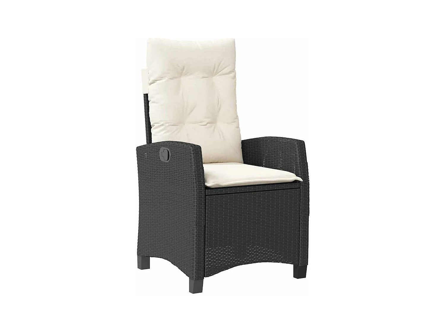 Set da giardino 3 pezzi con cuscini in polyrattan nero