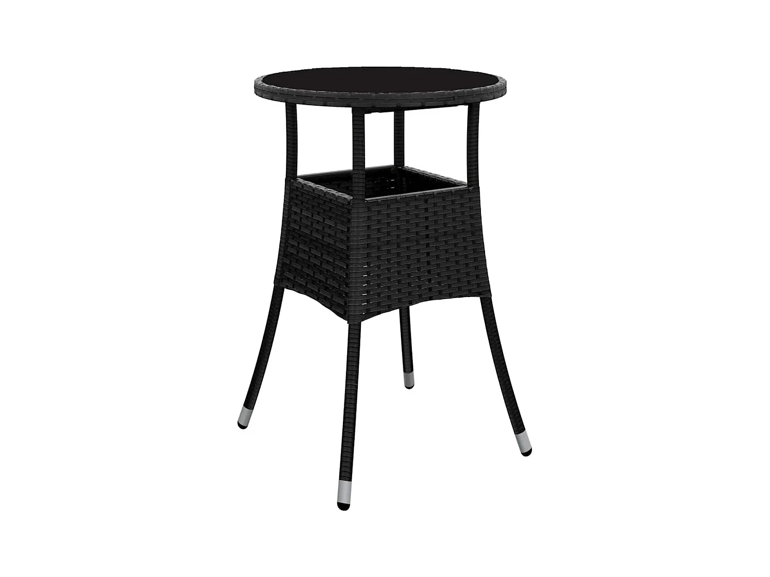 Set da pranzo da giardino in polyrattan nero da 3 pezzi