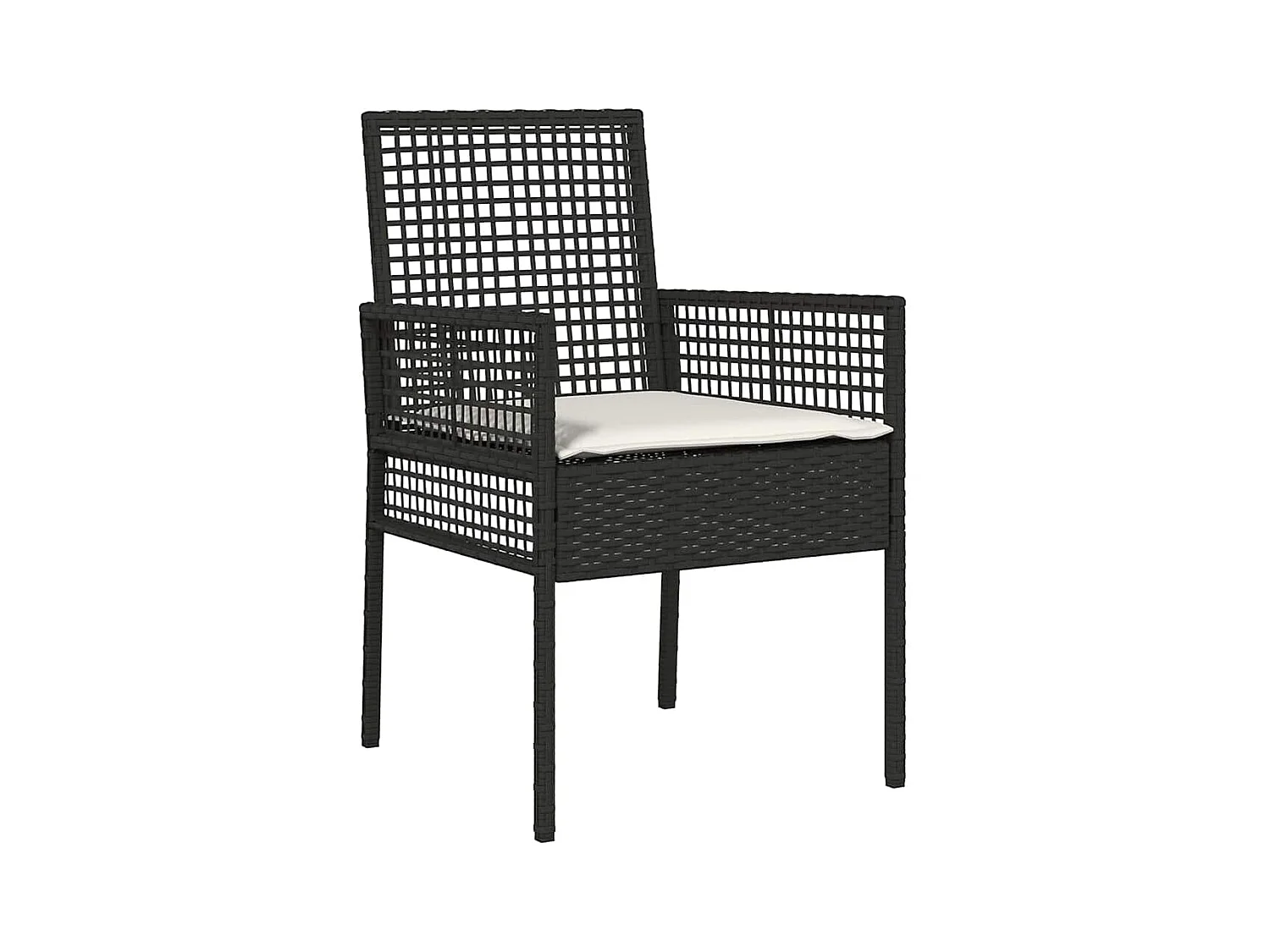 Set da pranzo da giardino in polyrattan nero da 3 pezzi