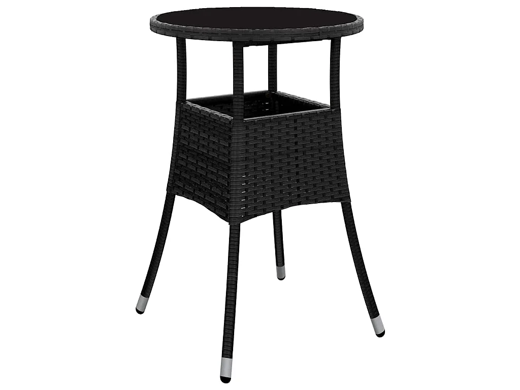 Set da pranzo da giardino in polyrattan nero da 3 pezzi