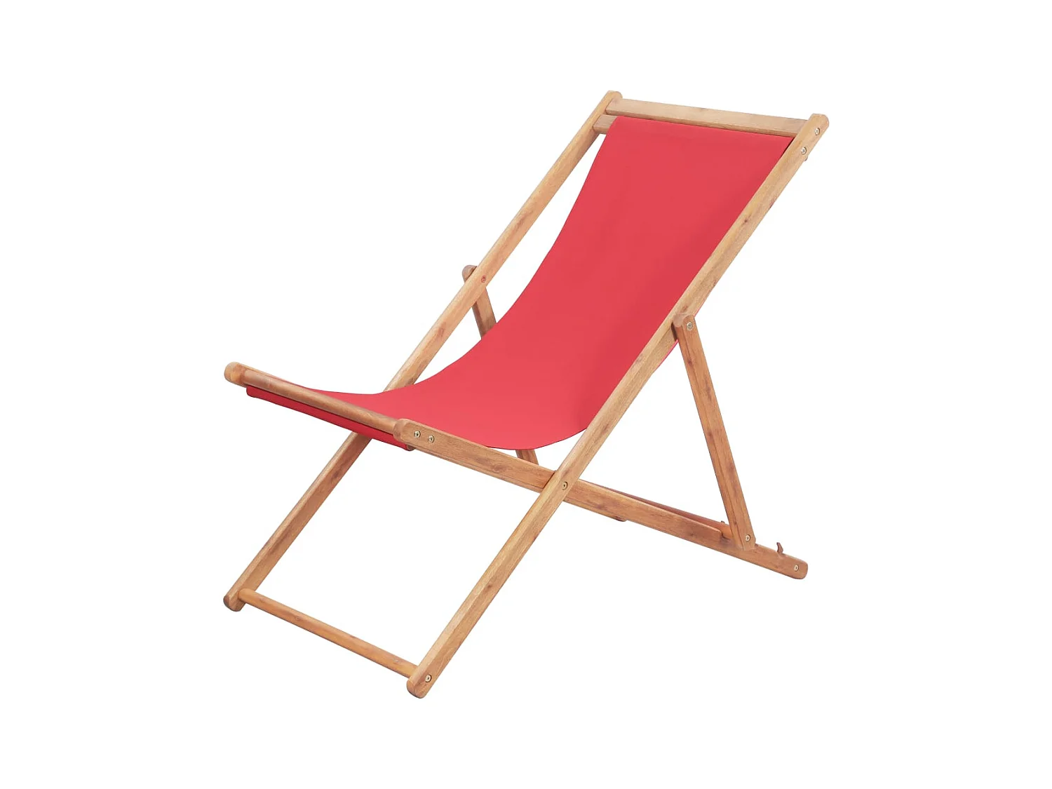 Chaise pliable de plage Tissu et cadre en bois Rouge