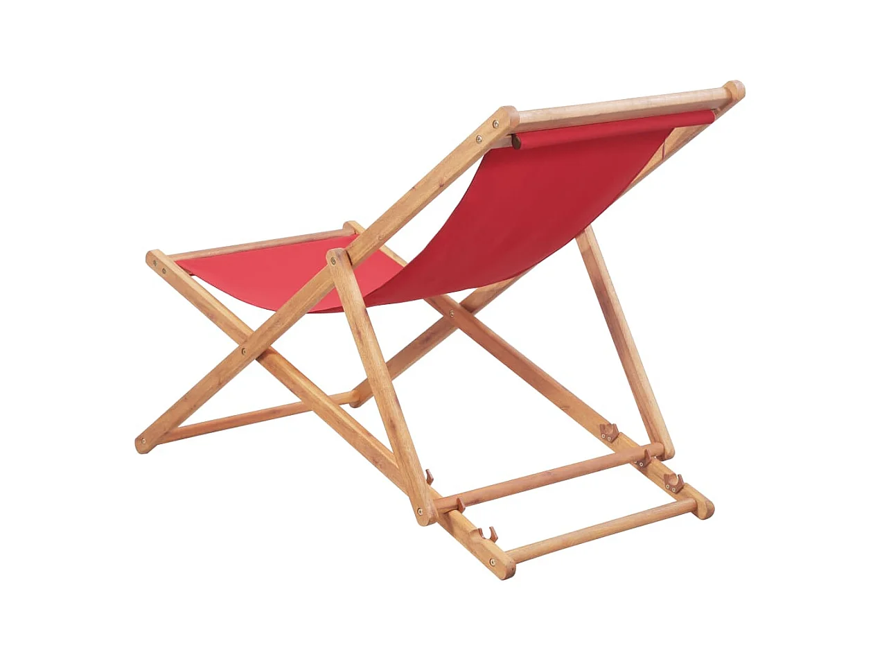 Chaise pliable de plage Tissu et cadre en bois Rouge