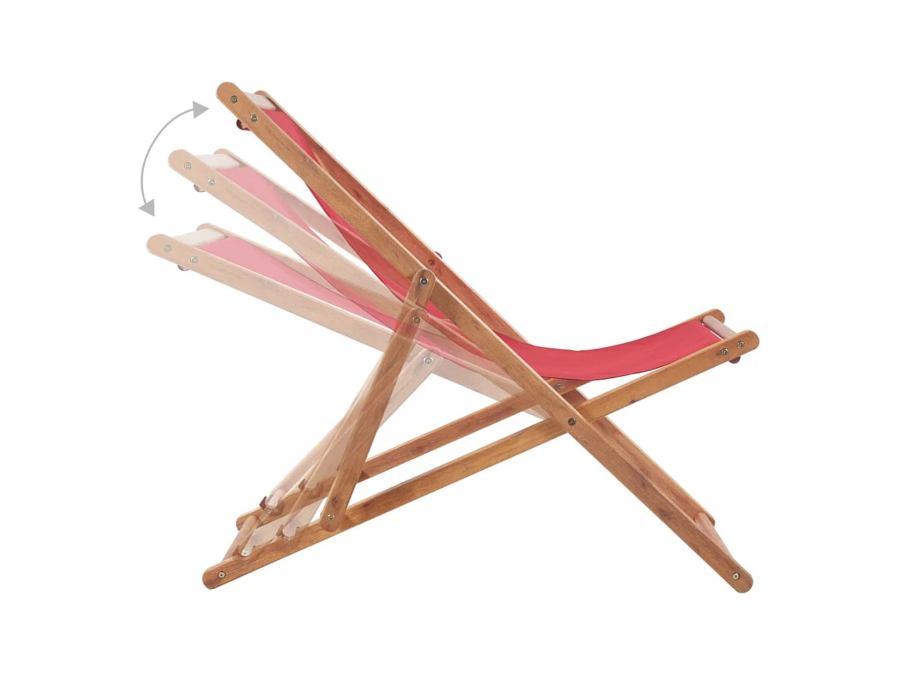 Chaise pliable de plage Tissu et cadre en bois Rouge