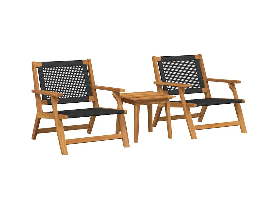 Set di sedie da esterno con tavolo - 3 pezzi in legno di acacia nero
