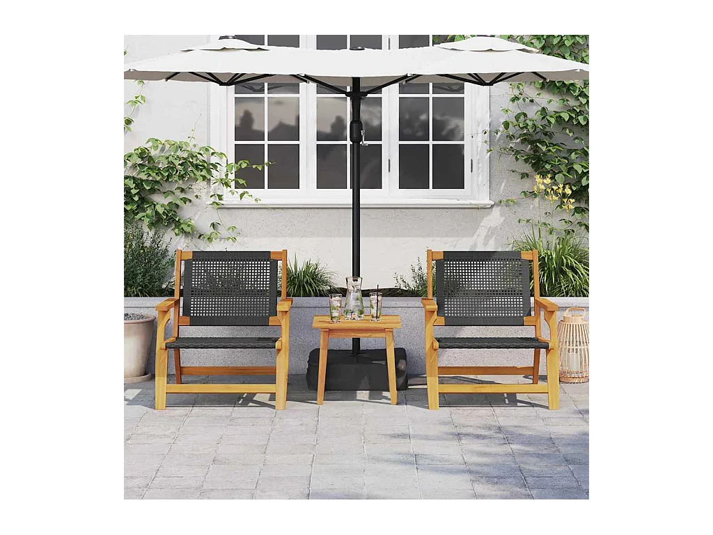 Set di sedie da esterno con tavolo - 3 pezzi in legno di acacia nero