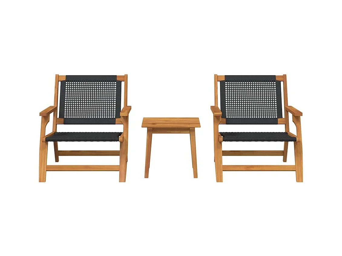 Set di sedie da esterno con tavolo - 3 pezzi in legno di acacia nero