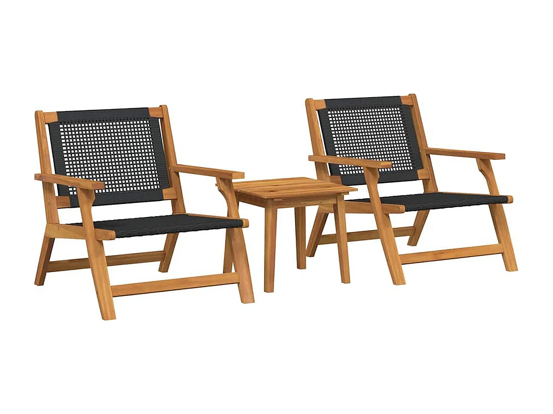 Set de Chaises d'Extérieur avec Table - 3 Pièces en Bois d'Acacia Noir