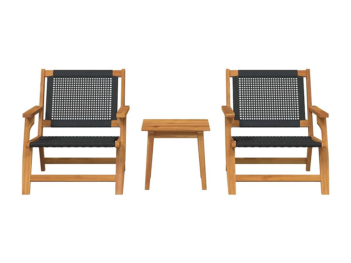 Set de Chaises d'Extérieur avec Table - 3 Pièces en Bois d'Acacia Noir