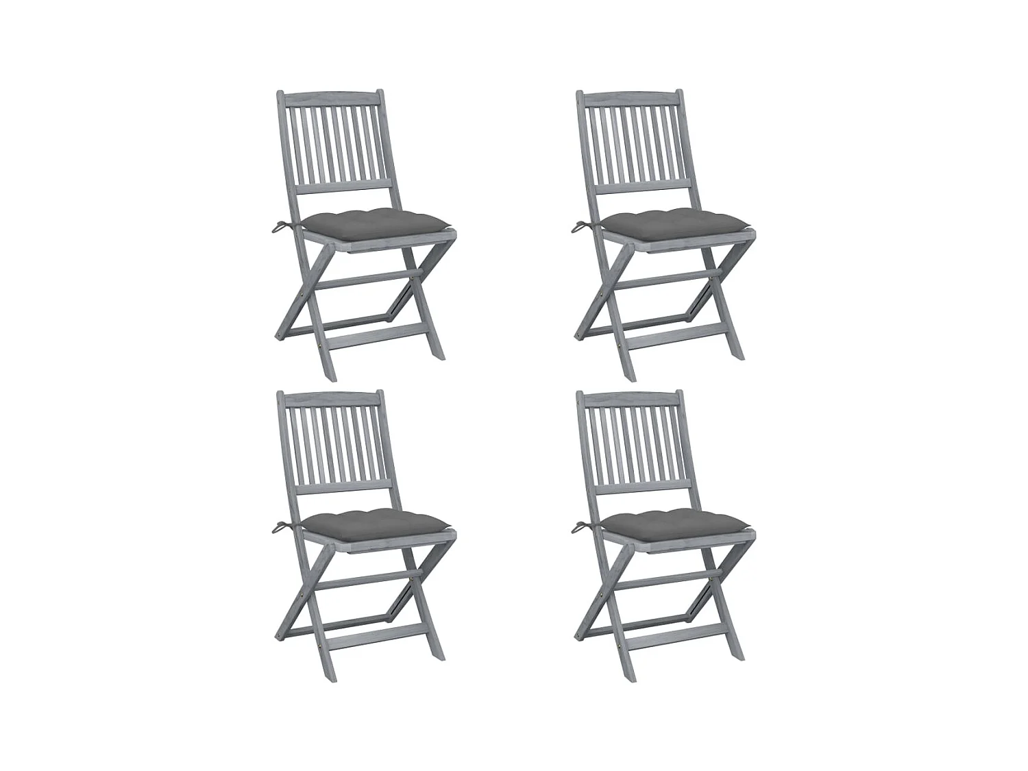 Chaises pliables d'extérieur lot de 4 et coussins Bois d'acacia
