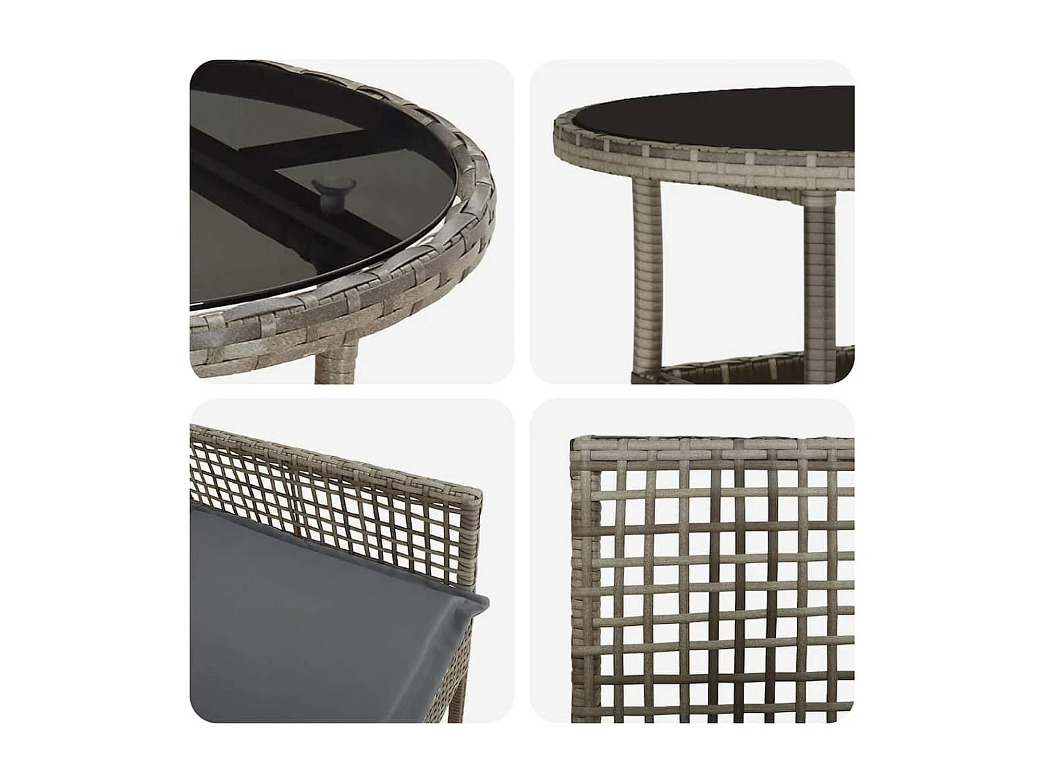 Set da pranzo da giardino in polyrattan grigio da 5 pezzi