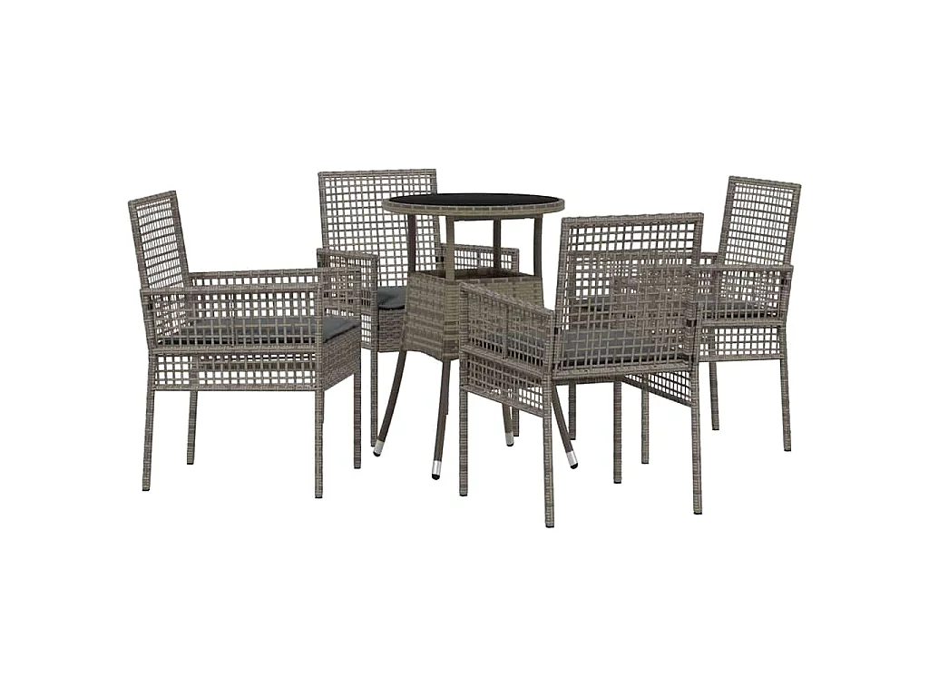 Ensemble de Salle à Manger de Jardin 5 Pièces Gris Poly Rattan