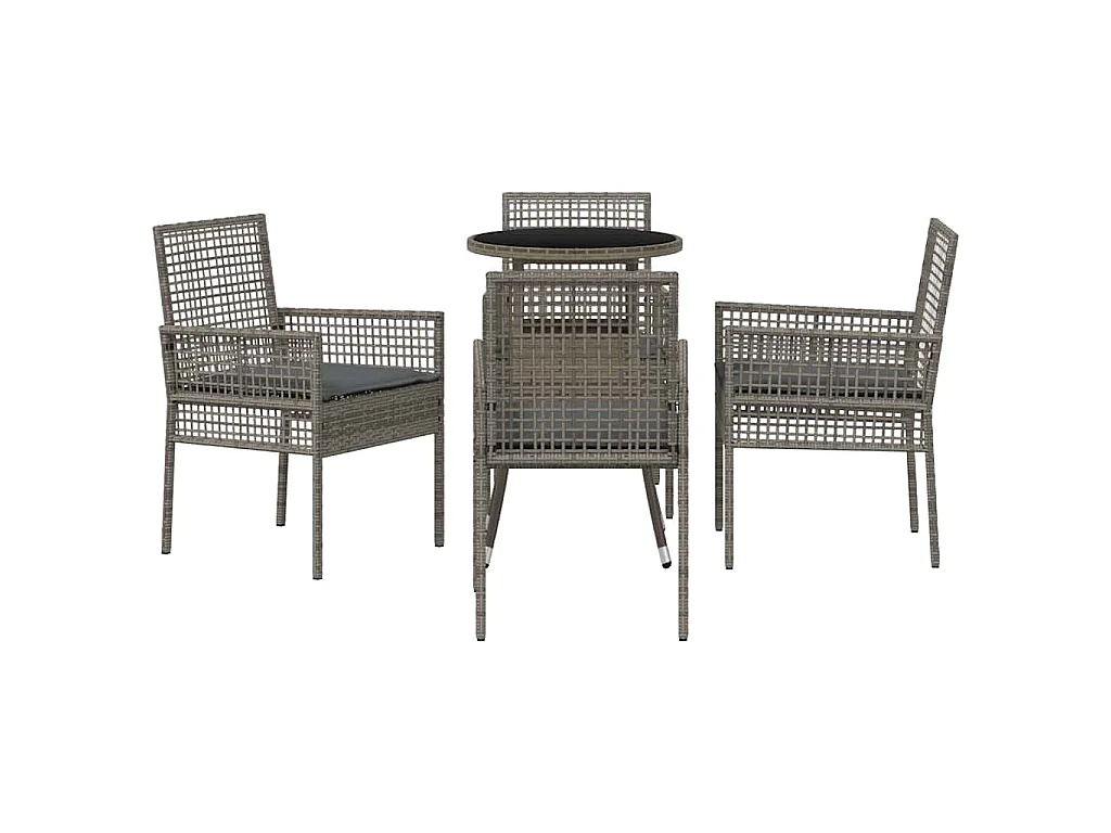Ensemble de Salle à Manger de Jardin 5 Pièces Gris Poly Rattan