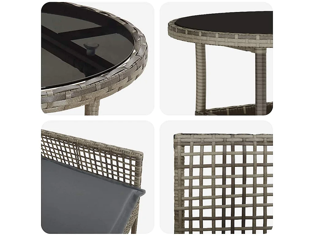 Ensemble de Salle à Manger de Jardin 5 Pièces Gris Poly Rattan