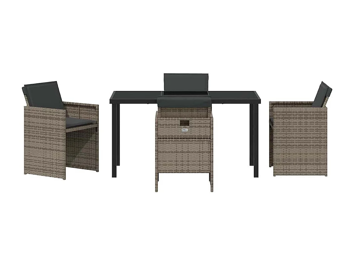 Ensemble de jardin de 5 pièces avec coussins en rattan poly gris