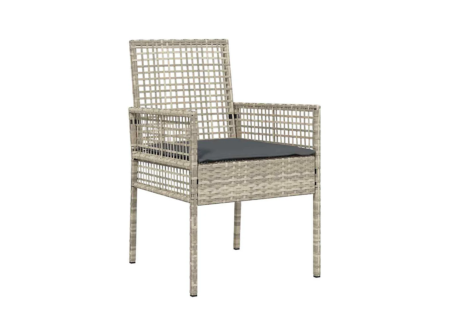 Set da pranzo da giardino in polyrattan grigio chiaro da 3 pezzi