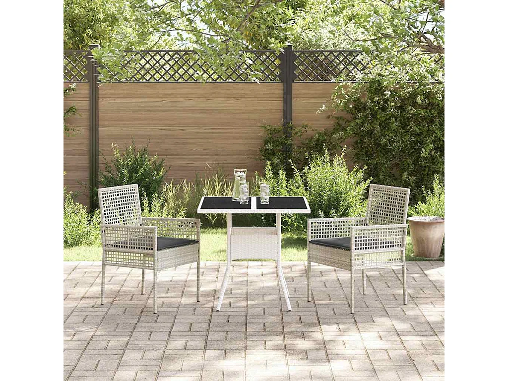 3-delige lichtgrijze poly rattan tuinset