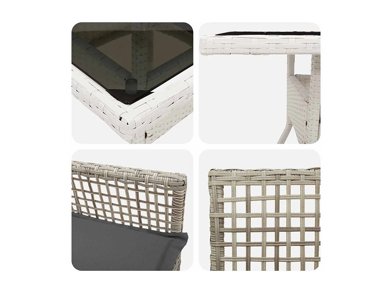 3-delige lichtgrijze poly rattan tuinset