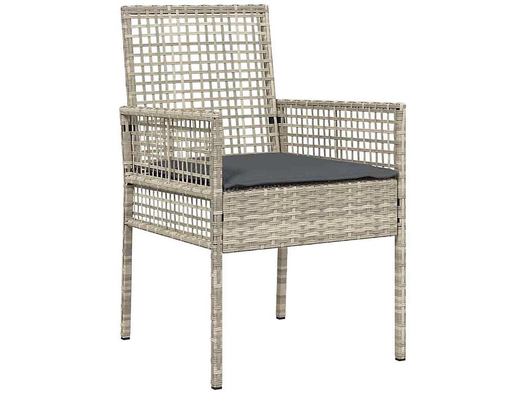 Ensemble de salle à manger de jardin 3 pièces Gris clair en poly rattan
