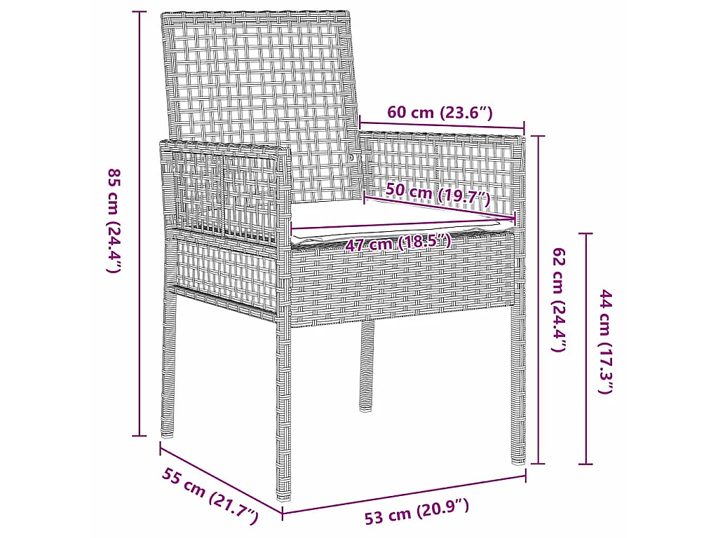 Ensemble de salle à manger de jardin 3 pièces Gris clair en poly rattan