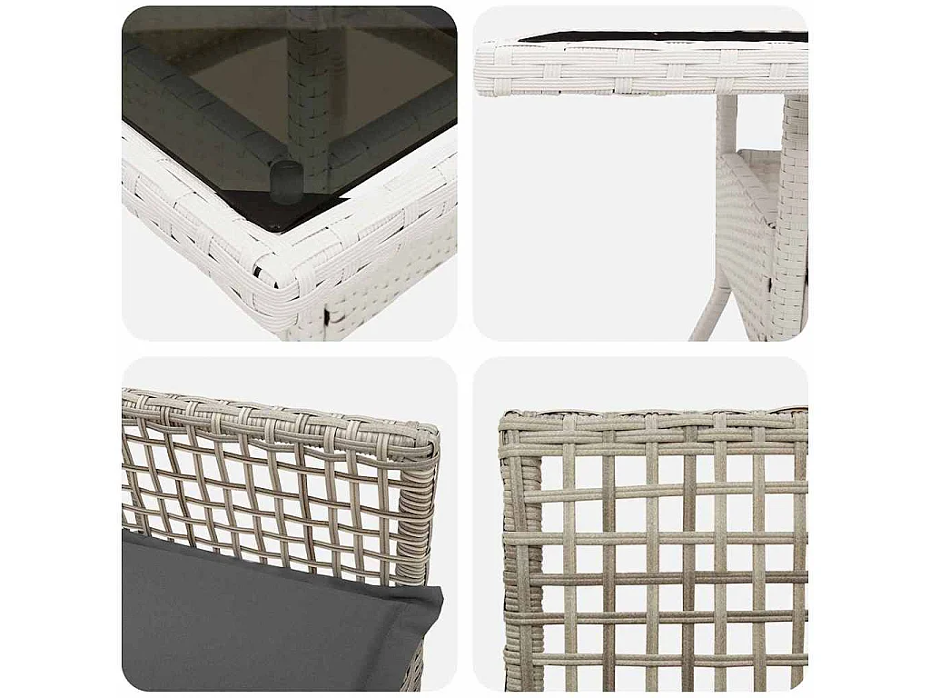 Ensemble de salle à manger de jardin 3 pièces Gris clair en poly rattan