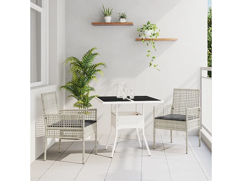 Ensemble de salle à manger de jardin 3 pièces Gris clair en poly rattan