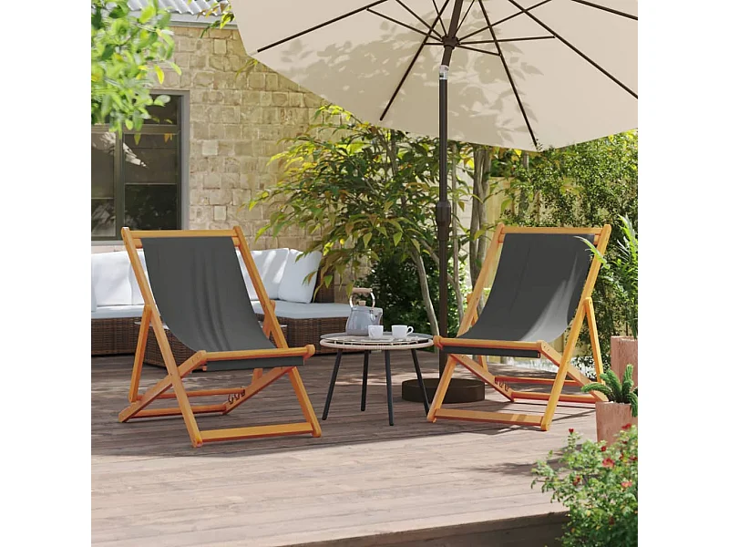 Chaises de plage pliables lot de 2 gris tissu