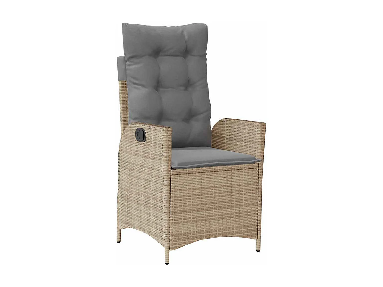 Ensemble de salle à manger de jardin 3 pièces avec coussins beige poly rotin