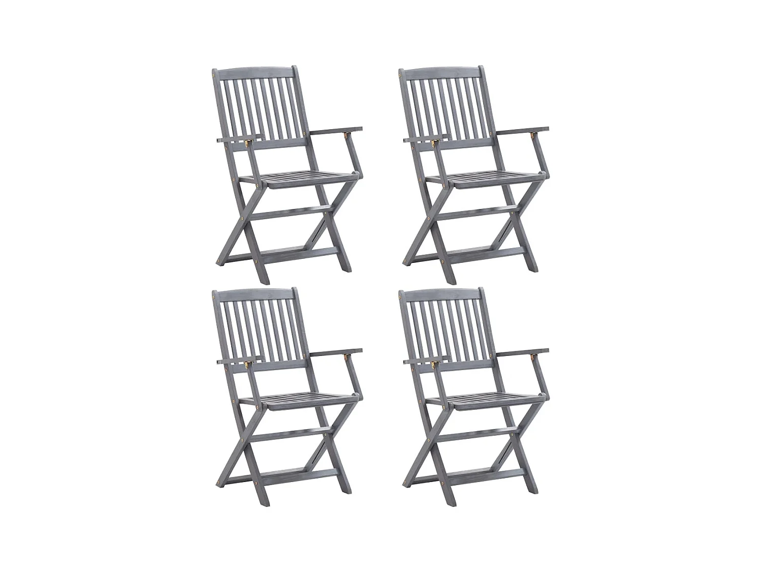 Set di 4 sedie pieghevoli da esterno in legno massello di acacia