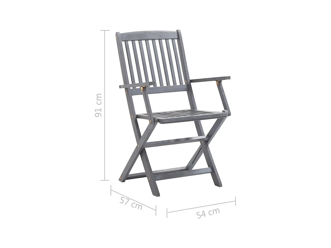 Set di 4 sedie pieghevoli da esterno in legno massello di acacia