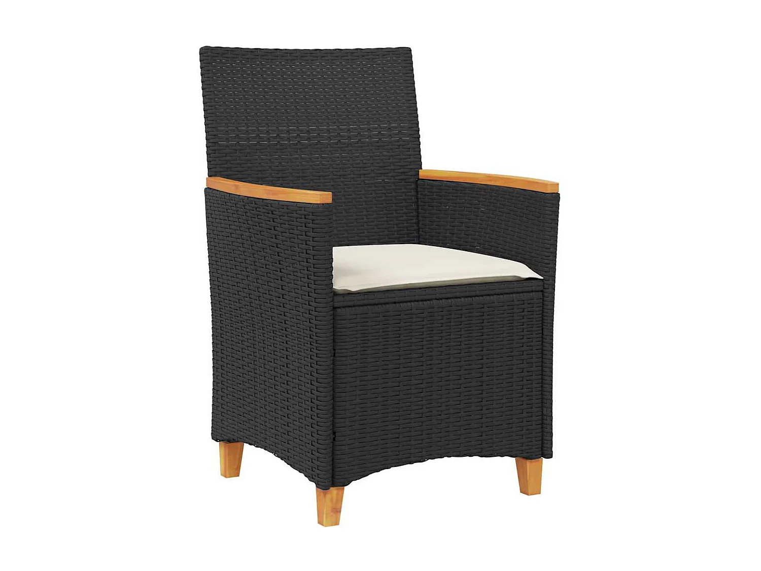 Set da pranzo da giardino 5 pezzi con cuscini in rattan nero Poly