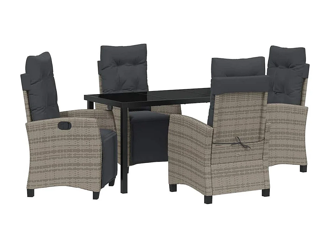 5-delige grijze poly rattan tuinset