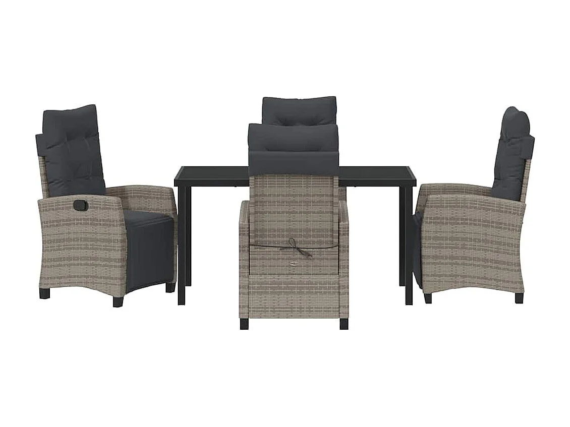 5-delige grijze poly rattan tuinset