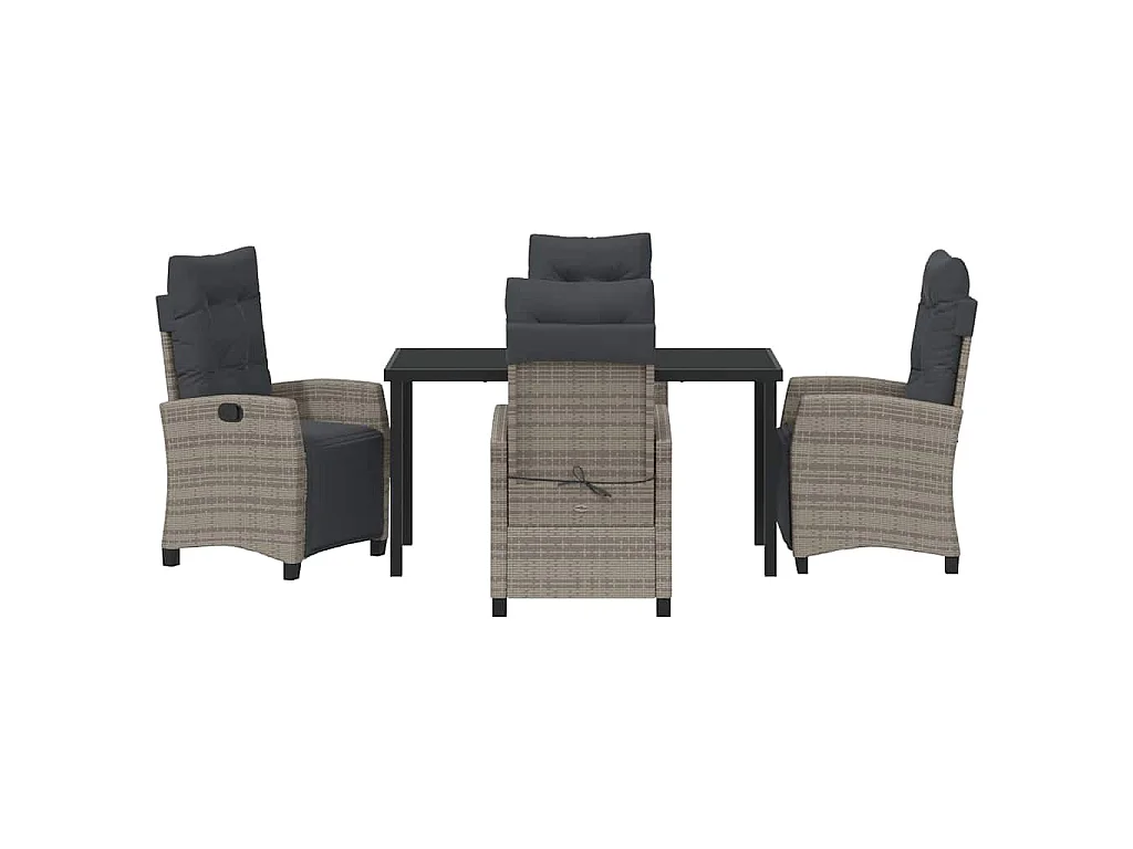 5-teiliges Garten-Essset aus grauem Polyrattan