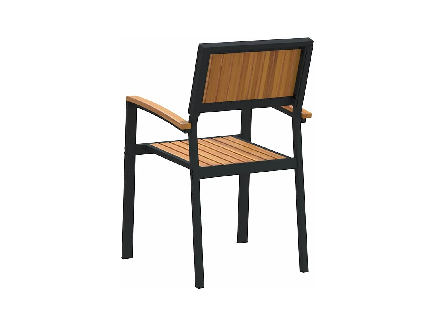Chaises d'extérieur 4 pcs Empilables en Bois d'Acacia Noir et Métal
