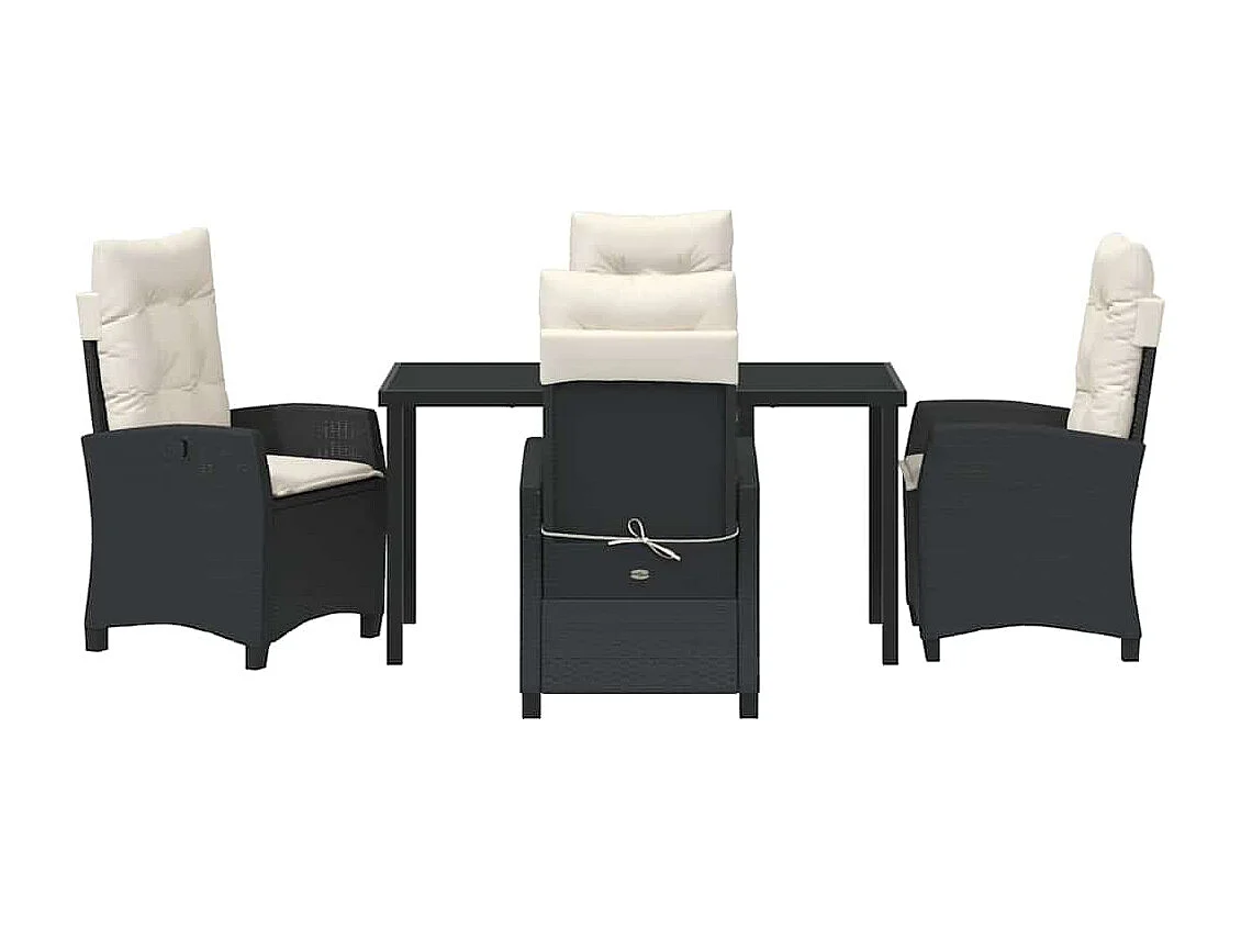 Set da pranzo da giardino 5 pezzi con cuscini - Rattan sintetico nero